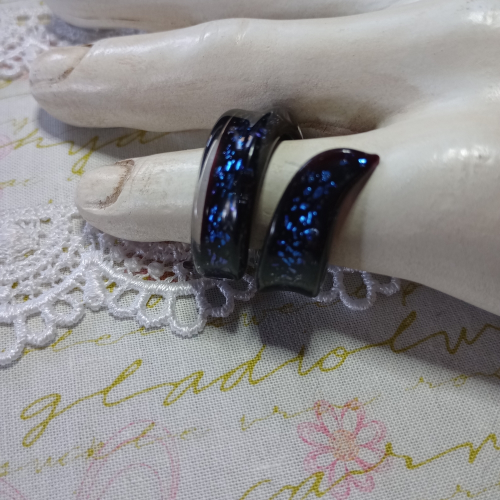 Black And Blue Glass Ring